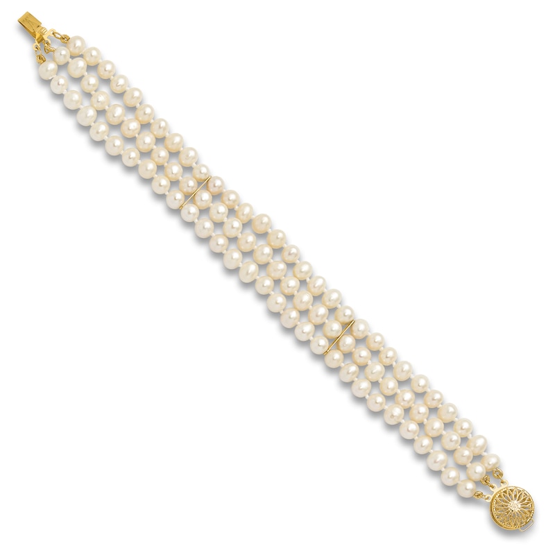 Main Image 2 of Freshwater Cultured Pearl Bracelet 14K Yellow Gold 7.5"