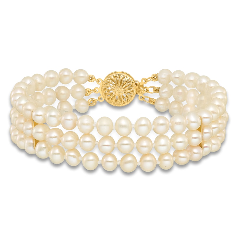 Main Image 3 of Freshwater Cultured Pearl Bracelet 14K Yellow Gold 7.5"