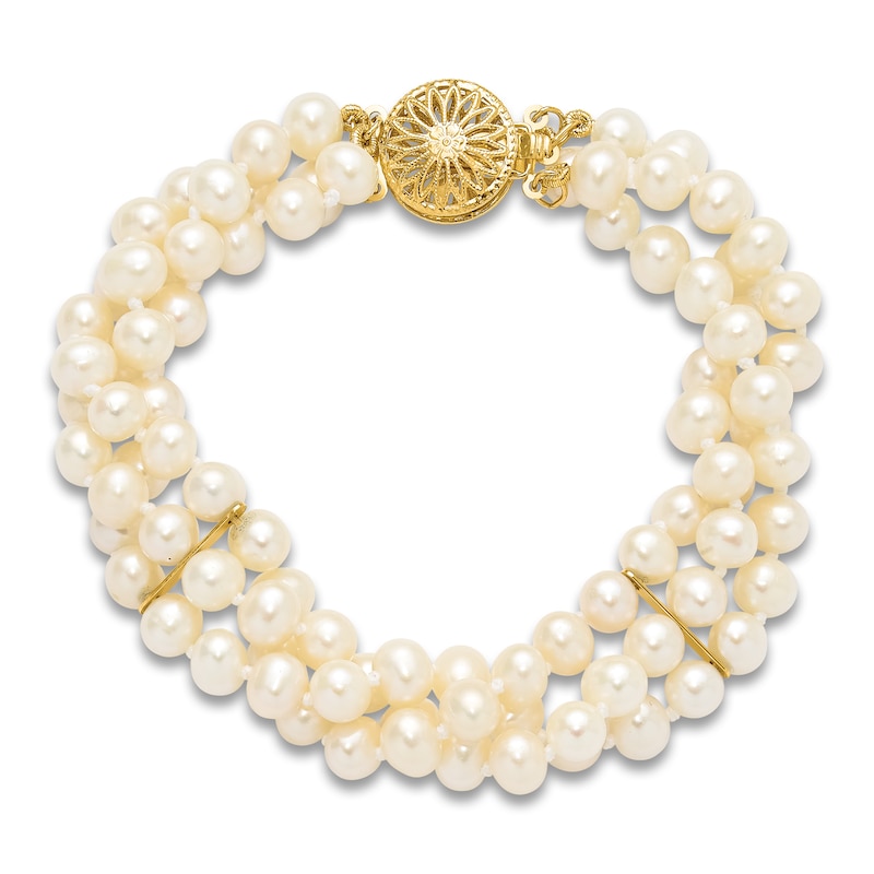 Main Image 4 of Freshwater Cultured Pearl Bracelet 14K Yellow Gold 7.5"