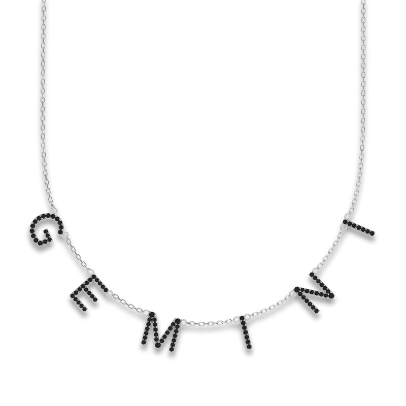 Main Image 1 of Juliette Maison Black Diamond Station Name Necklace 1-5/8 ct tw Round 10K White Gold