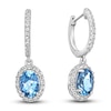 Thumbnail Image 2 of Natural Blue Topaz & White Lab-Created Sapphire Dangle Earrings Sterling Silver