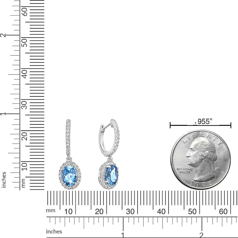 Main Image 4 of Natural Blue Topaz & White Lab-Created Sapphire Dangle Earrings Sterling Silver