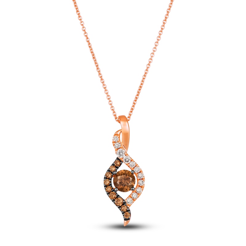 Main Image 1 of Le Vian Diamond Pendant Necklace 3/4 ct tw Round 14K Strawberry Gold 19"