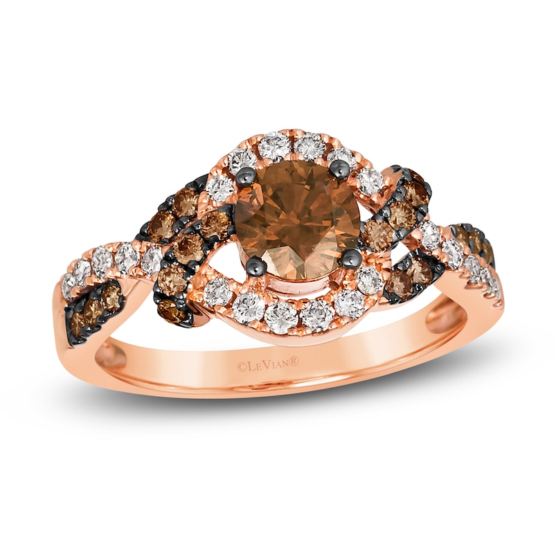 Main Image 1 of Le Vian Wrapped In Chocolate Diamond Ring 1-1/5 ct tw Round 14K Strawberry Gold