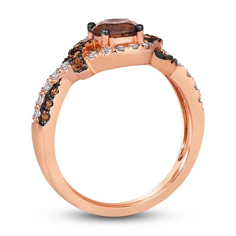 Main Image 3 of Le Vian Wrapped In Chocolate Diamond Ring 1-1/5 ct tw Round 14K Strawberry Gold