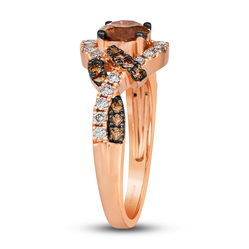 Main Image 4 of Le Vian Wrapped In Chocolate Diamond Ring 1-1/5 ct tw Round 14K Strawberry Gold