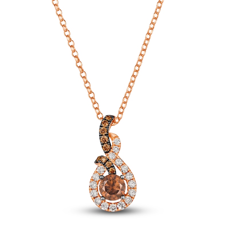 Main Image 1 of Le Vian Diamond Pendant Necklace 1 ct tw Round 14K Strawberry Gold 19"