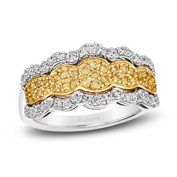 Le Vian Sunny Yellow Diamond Ring 5/8 ct tw Round 14K Two-Tone Gold