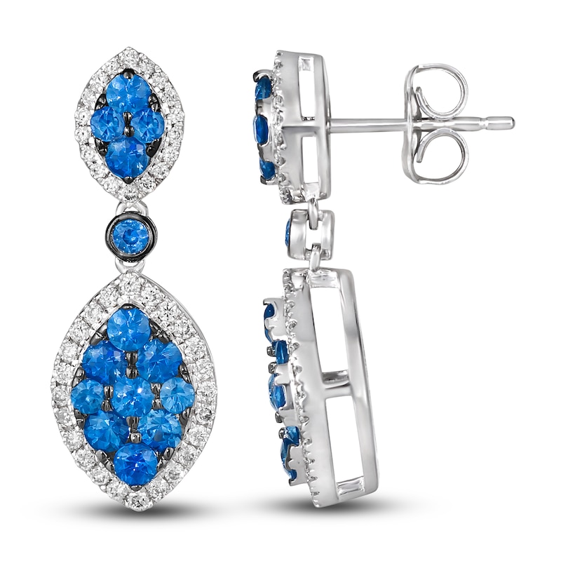 Main Image 2 of Le Vian Natural Blue Sapphire Earrings 1/3 ct tw Diamonds 14K Vanilla Gold