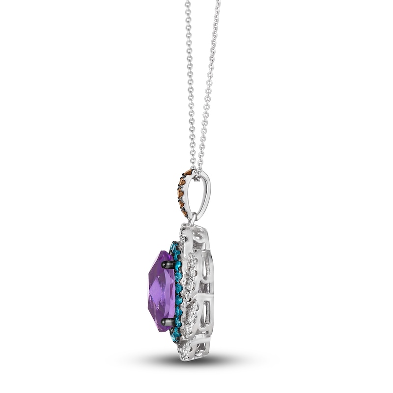 Main Image 2 of Le Vian Natural Amethyst & Natural Blue Topaz Necklace 1/2 ct tw Diamonds 14K Vanilla Gold