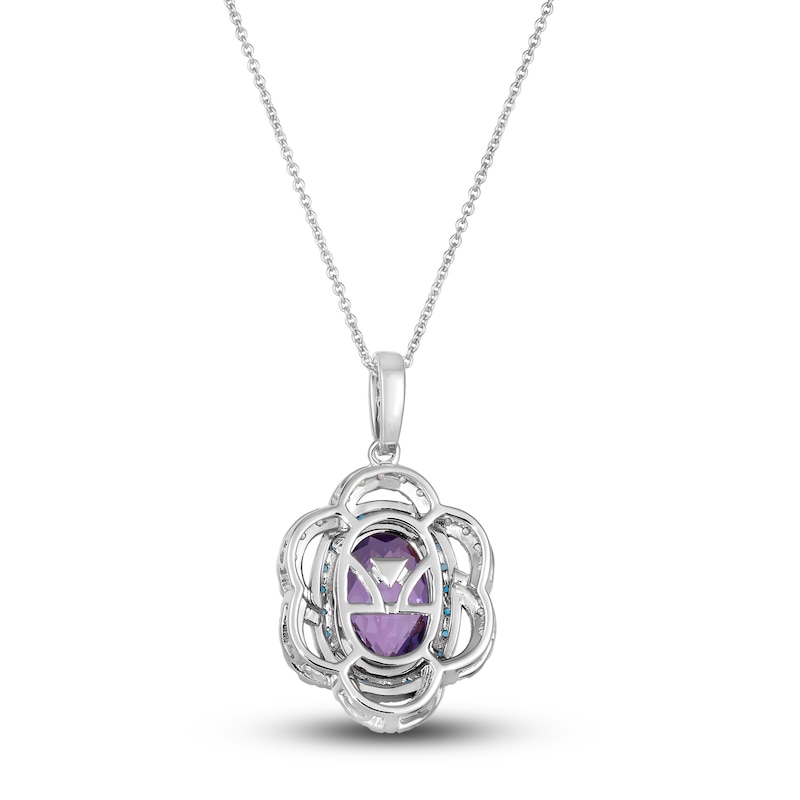 Main Image 3 of Le Vian Natural Amethyst & Natural Blue Topaz Necklace 1/2 ct tw Diamonds 14K Vanilla Gold