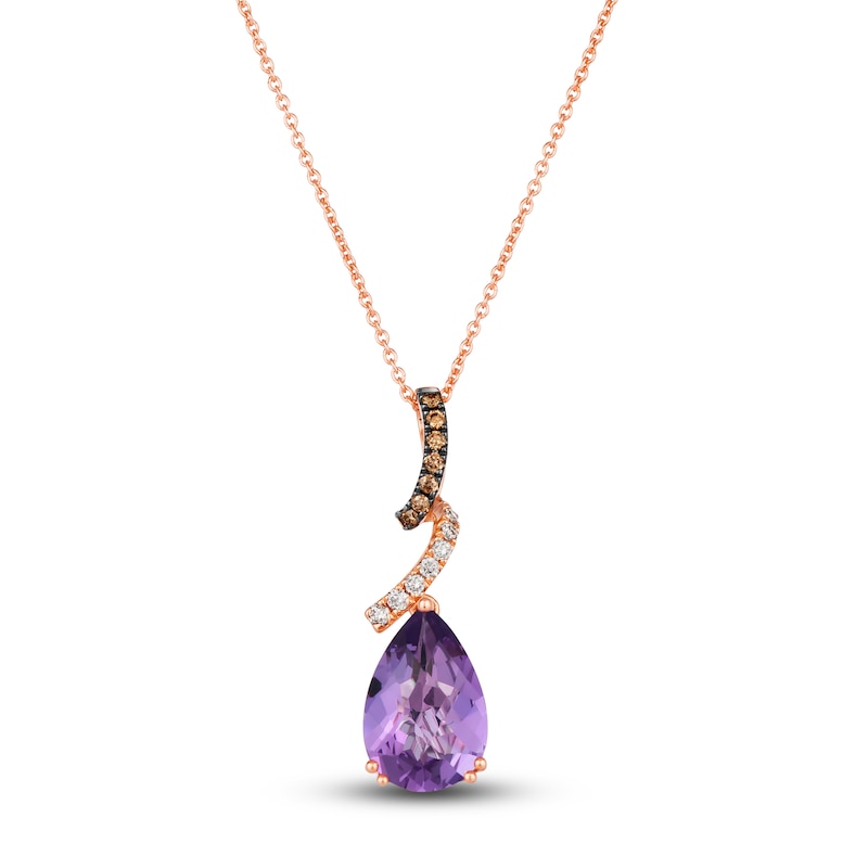 Le Vian Natural Amethyst Necklace 1/8 ct tw Diamonds 14K Strawberry Gold 19"