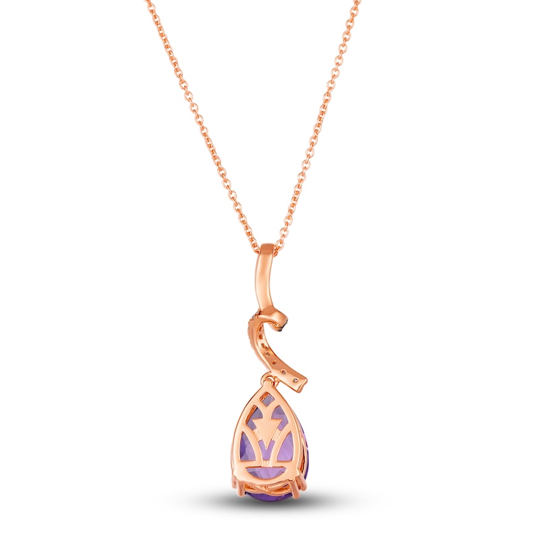 Main Image 3 of Le Vian Natural Amethyst Necklace 1/8 ct tw Diamonds 14K Strawberry Gold 19"