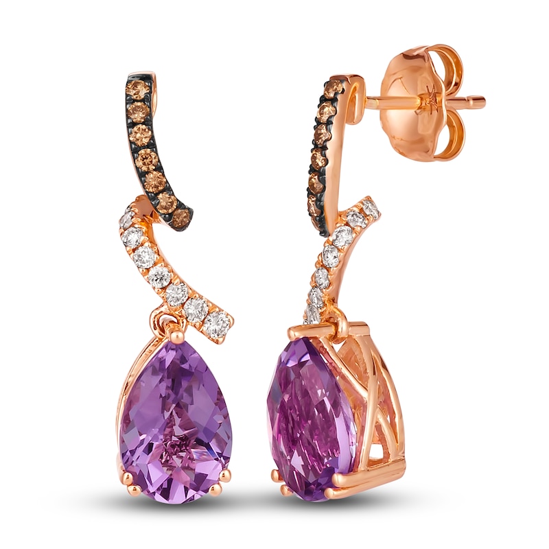 Le Vian Natural Amethyst Earrings 1/4 ct tw Diamonds 14K Strawberry Gold