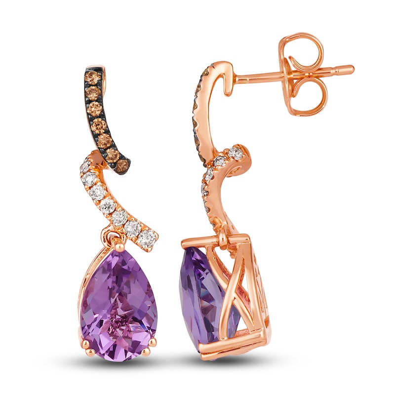 Le Vian Natural Amethyst Earrings 1/4 ct tw Diamonds 14K Strawberry Gold