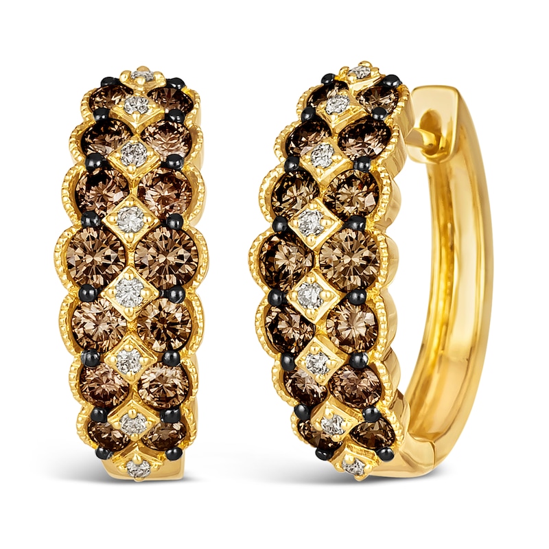 Main Image 1 of Le Vian Diamond Hoop Earrings 1-3/4 ct tw Round 14K Honey Gold