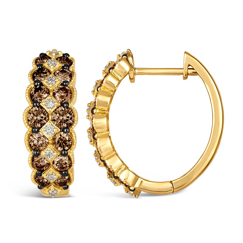 Main Image 2 of Le Vian Diamond Hoop Earrings 1-3/4 ct tw Round 14K Honey Gold