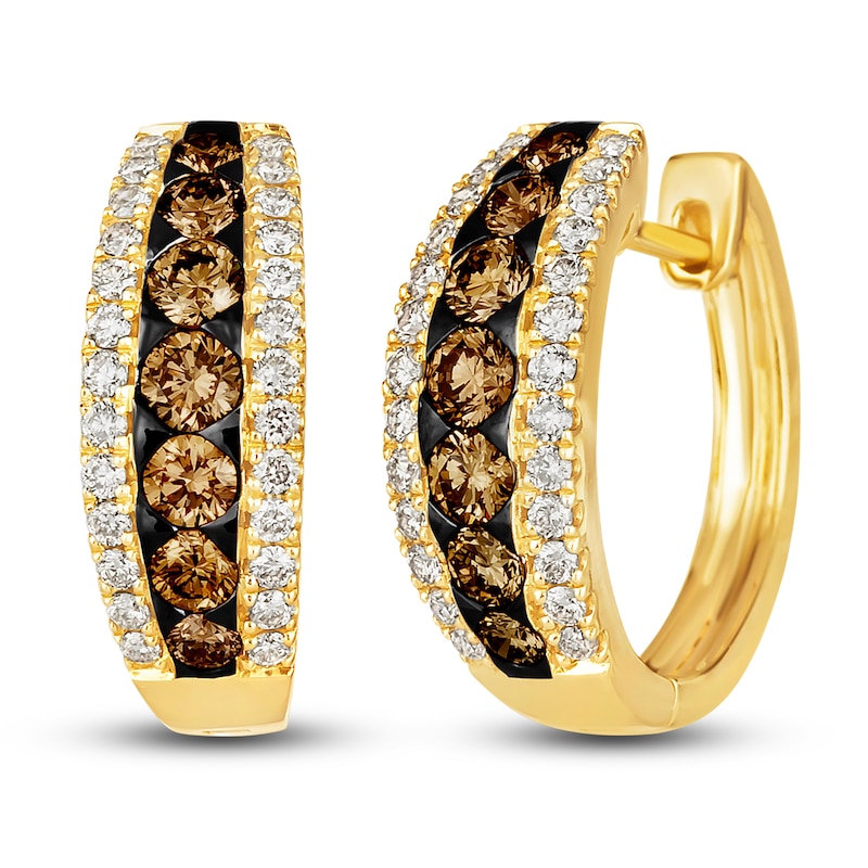 Le Vian Diamond Hoop Earrings 1-1/2 ct tw Round 14K Honey Gold