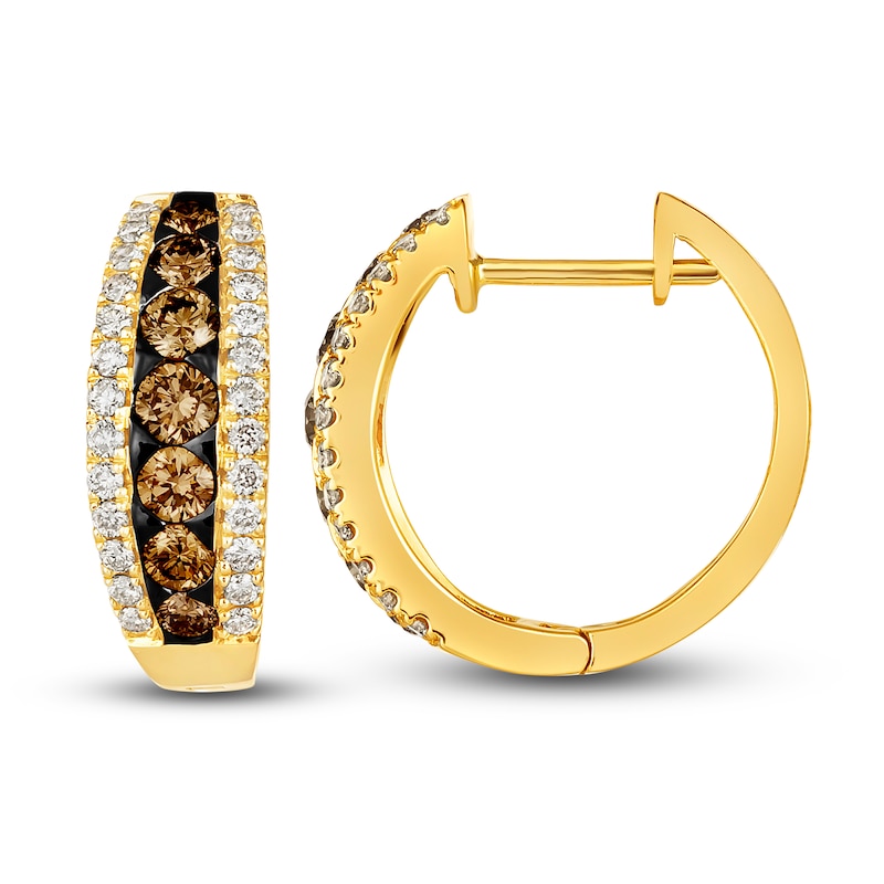 Le Vian Diamond Hoop Earrings 1-1/2 ct tw Round 14K Honey Gold