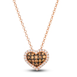 Le Vian Diamond Heart Pendant Necklace 5/8 ct tw Round 14K Strawberry Gold 19"