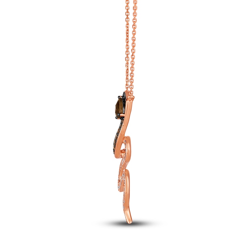 Main Image 2 of Le Vian Natural Chocolate Quartz Snake Necklace 1/2 ct tw Diamonds Round 14K Strawberry Gold