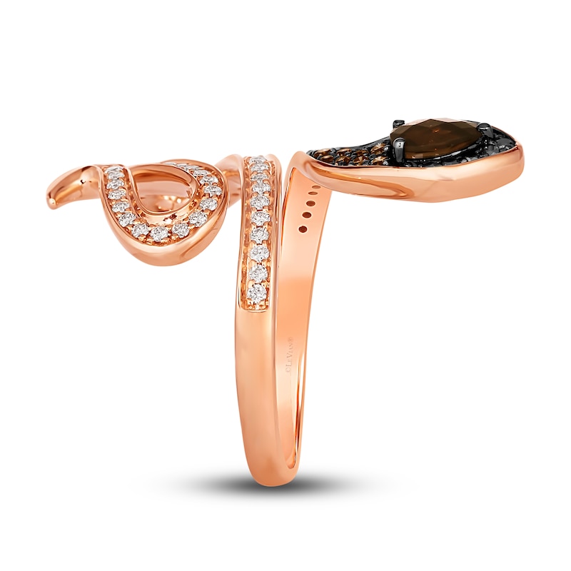 Main Image 4 of Le Vian Natural Chocolate Quartz Snake Ring 1/2 ct tw Diamonds Round 14K Strawberry Gold