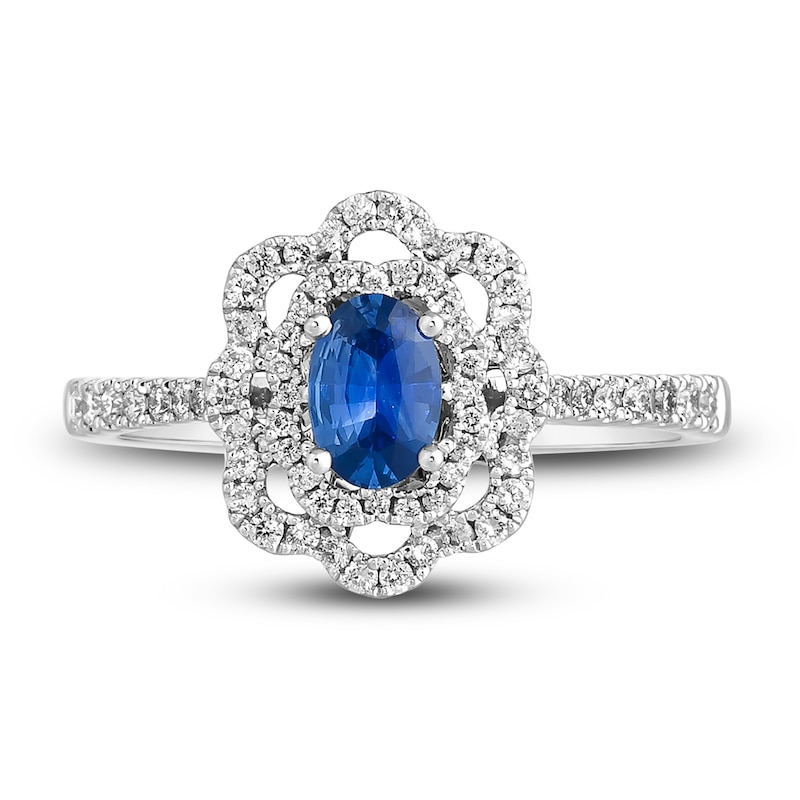 Le Vian Natural Blue Sapphire Ring 1/3 ct tw Diamonds Platinum