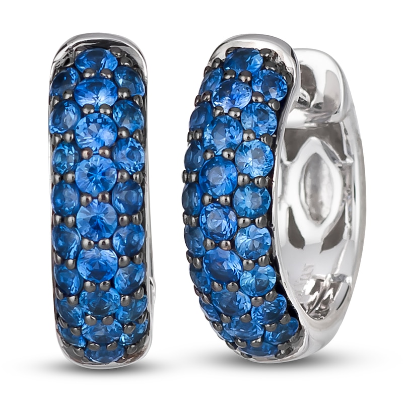 Main Image 1 of Le Vian Natural Blue Sapphire Hoop Earrings 14K Vanilla Gold