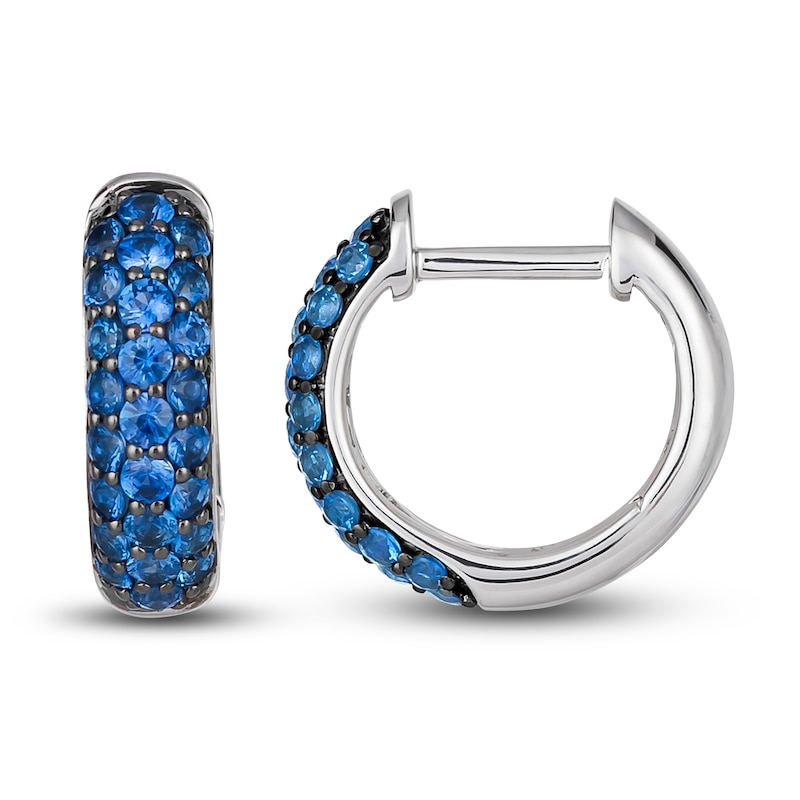 Main Image 2 of Le Vian Natural Blue Sapphire Hoop Earrings 14K Vanilla Gold