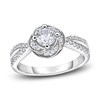 Thumbnail Image 1 of Diamond Floral Halo Engagement Ring 1/2 ct tw Round 14K White Gold