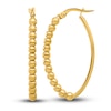 Thumbnail Image 0 of Beaded Oval Hoop Earrings 14K Yellow Gold