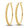 Thumbnail Image 2 of Beaded Oval Hoop Earrings 14K Yellow Gold
