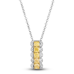Le Vian Sunny Yellow Diamond Pendant Necklace 1 ct tw Round 14K Vanilla Gold 19"