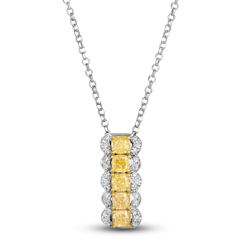Main Image 1 of Le Vian Sunny Yellow Diamond Pendant Necklace 1 ct tw Round 14K Vanilla Gold 19"