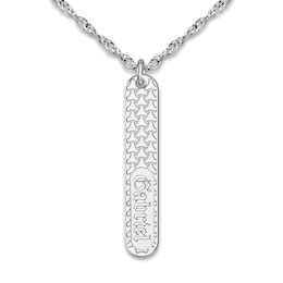 Men's Engravable Pendant Necklace Sterling Silver 18"