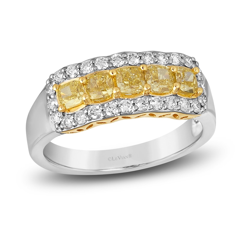 Le Vian Sunny Yellow Diamond Ring 1-1/5 ct tw Round 14K Two-Tone Gold with 360