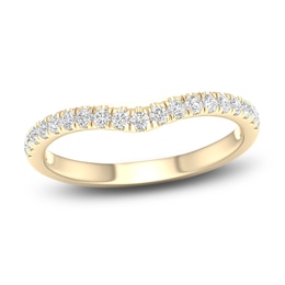 Diamond Contour Wedding Band 1/4 ct tw Round 14K Yellow Gold