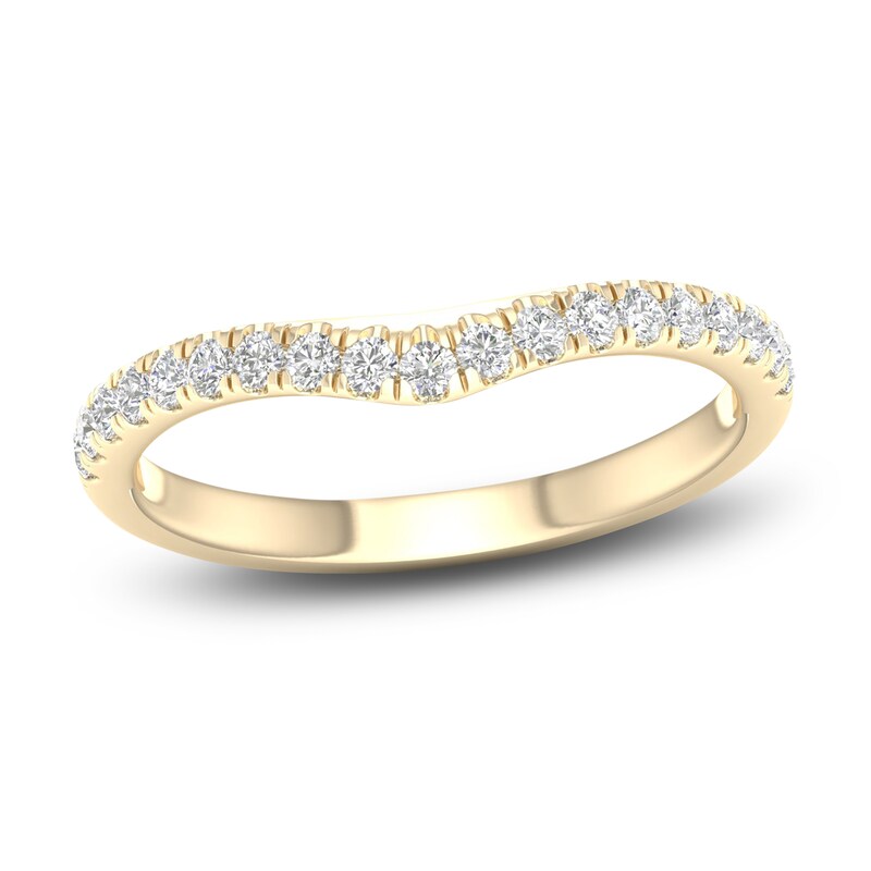 Main Image 1 of Diamond Contour Wedding Band 1/4 ct tw Round 14K Yellow Gold