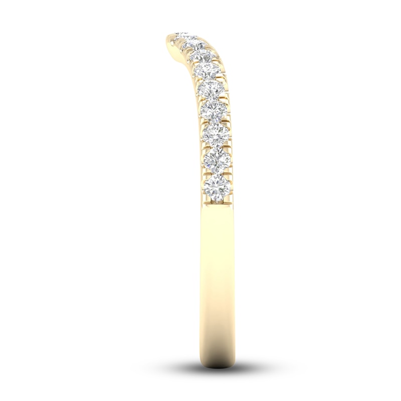 Main Image 3 of Diamond Contour Wedding Band 1/4 ct tw Round 14K Yellow Gold
