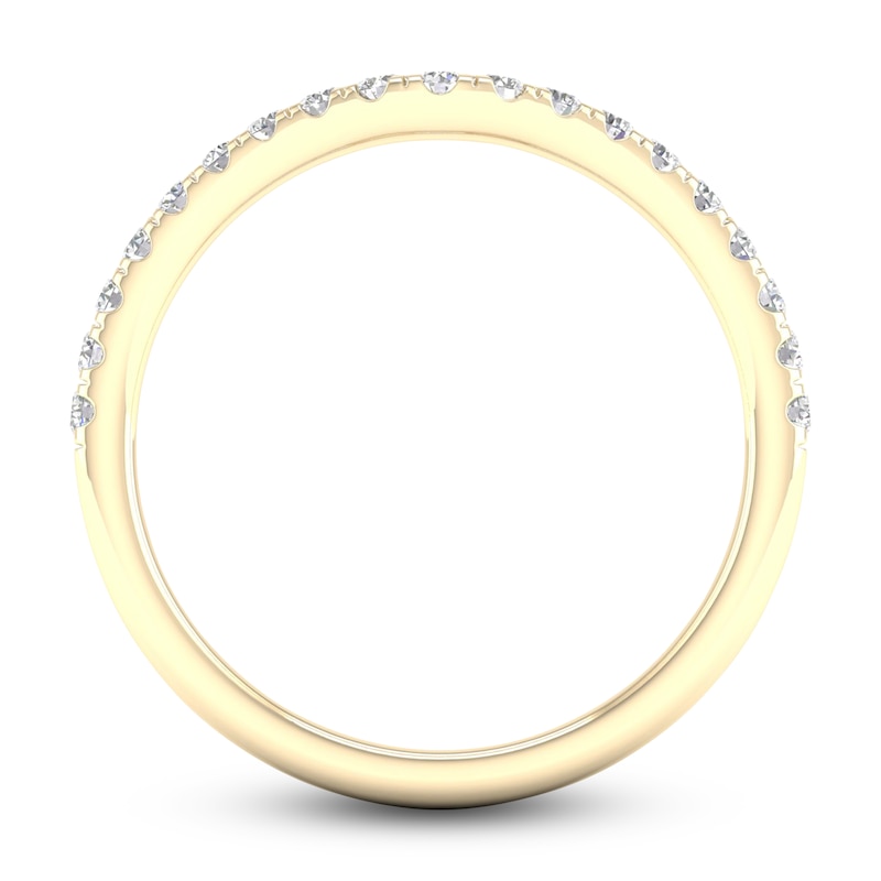 Main Image 4 of Diamond Contour Wedding Band 1/4 ct tw Round 14K Yellow Gold