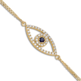 Natural Blue Sapphire Eye Bracelet 1/6 ct tw Round 14K Yellow Gold 7&quot;