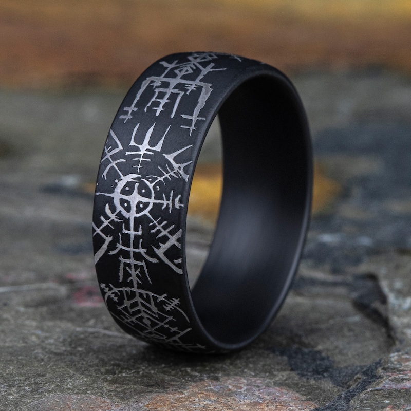 Main Image 4 of Men's Viking Compass Wedding Band Tantalum 8.0mm