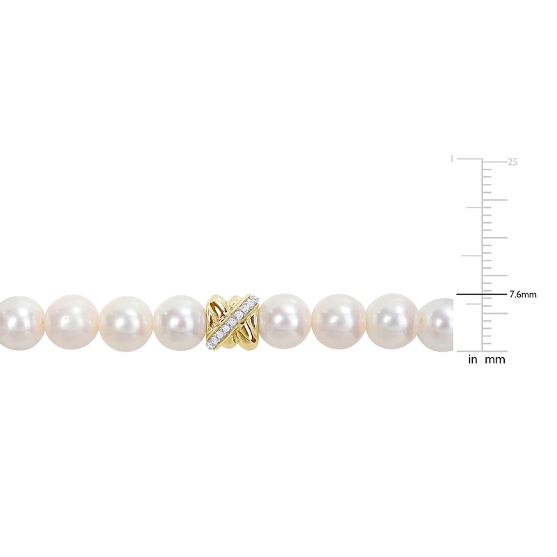 Y-Knot Freshwater Cultured Pearl Bracelet 1/10 ct tw Diamonds 14K Yellow Gold 7.5"