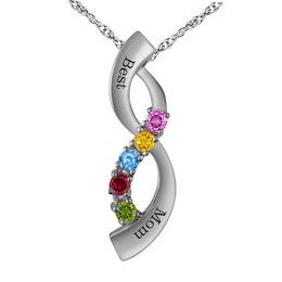 Birthstone Infinity Family & Mother's Necklace (1-5 Stones and 2 Lines)