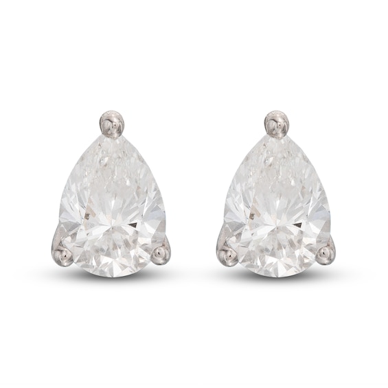 Jared Signature Lab-Grown Diamond Solitaire Stud Earrings 1 ct tw Pear-shaped 14K White Gold (SI2/F)