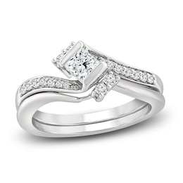 Diamond Bridal Set 1/2 ct tw Princess/Round 14K White Gold