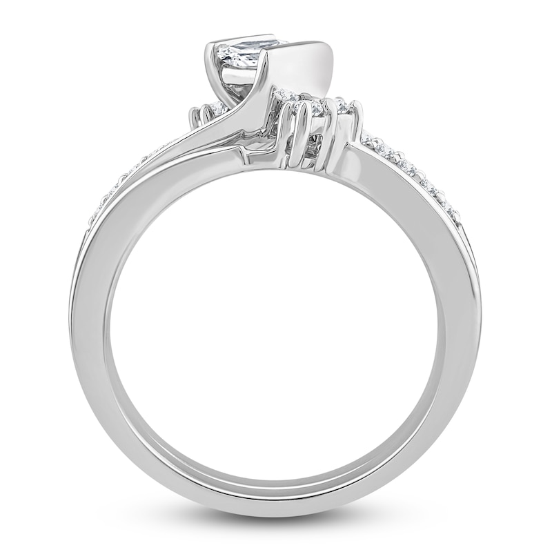 Main Image 2 of Diamond Bridal Set 1/2 ct tw Princess/Round 14K White Gold
