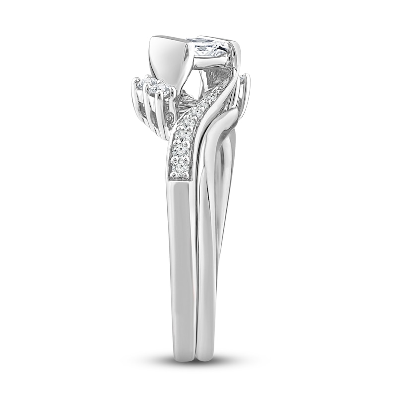 Main Image 3 of Diamond Bridal Set 1/2 ct tw Princess/Round 14K White Gold