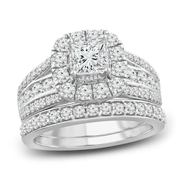 Diamond Bridal Set 2 ct tw Princess/Round 14K White Gold