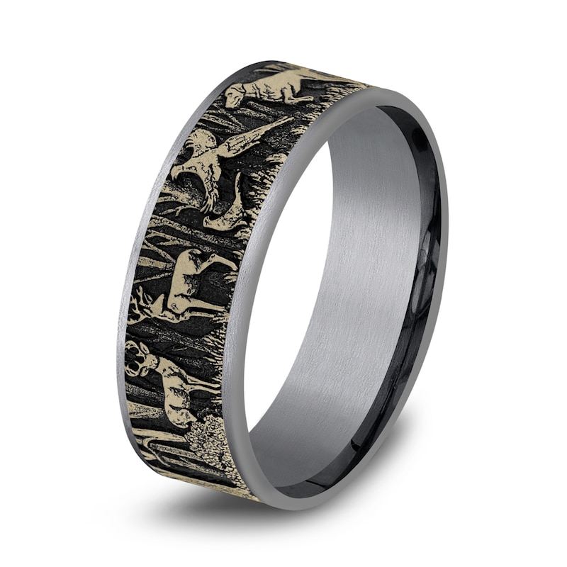 Main Image 2 of Forest Wedding Band Tantalum/14K Yellow Gold 7.5mm